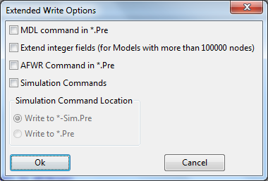  Write Options window